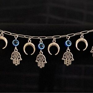 Enchanted Silver Bracelet with with Evil Eye Protection Charms